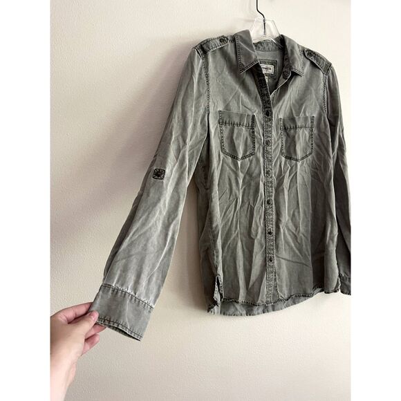 Express Gray Boyfriend Button Up - Picture 2 of 6